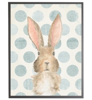 18x24 2400-55 ZU Watercolor baby Bunny on blue polka dots